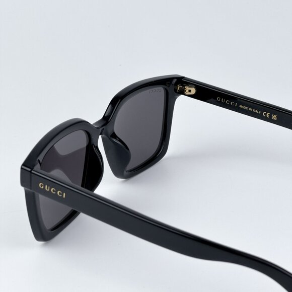 Gucci GG1582SK 001 BRAND NEW Sunglasses Black Grey Women Square